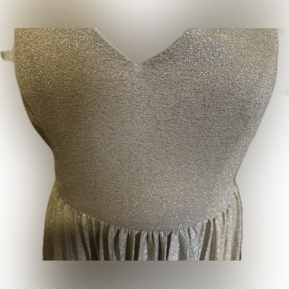 Anthropologie Elevenses Lunar Pleated Midi Dress Gold Sparkle Metallic Size 6 - Picture 4 of 13